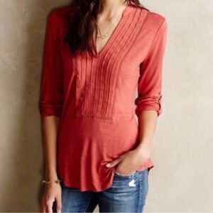 Anthropologie DOLAN Left Coast Bryn Tab Sleeve Top Salmon Sz M